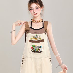 Summer 2025 Women's Embroidered Cartoon Jumpsuit - Loose Casual Overalls in Trendy American Style