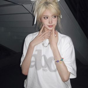 Summer 2025 Women's Loose Round Neck T-Shirt with Letter Print - Casual Short Sleeve Trendy Top for Couples