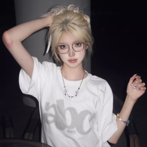 Summer 2025 Women's Loose Round Neck T-Shirt with Letter Print - Casual Short Sleeve Trendy Top for Couples