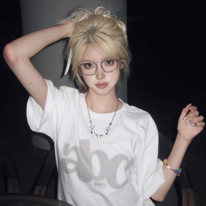 Summer 2025 Women's Loose Round Neck T-Shirt with Letter Print - Casual Short Sleeve Trendy Top for Couples