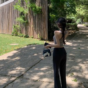 Summer Aerobics Cami Top for Women with Chest Pads, Short Length, Open Back, Outdoor Sportswear, Casual Activewear