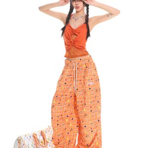 Summer Beach Low-Cut Knotted Lace Spliced Tank Top for Spicy Girls - Trendy Casual Wear, Perfect for 90s and Y2K Styles