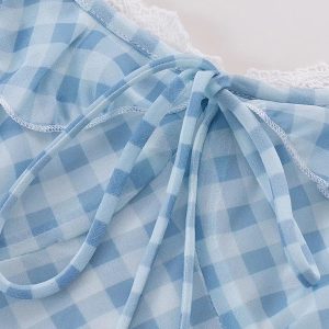 Summer Blue Spaghetti Strap Dress - Vacation Style Slim A-Line Short Skirt for 2025 Y2K Fashion