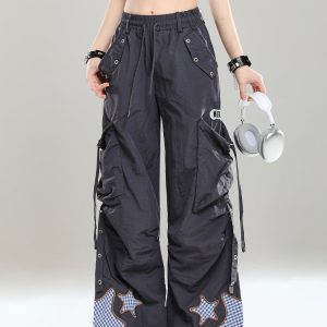 Summer Casual Cargo Pants for Girls - American Style Loose BF Drop-Crotch Design, Trendy and Cool