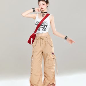 Summer Casual Cargo Pants for Girls - American Style Loose BF Drop-Crotch Design, Trendy and Cool