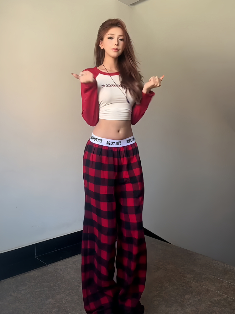 Summer Casual Wide-Leg Pants for Women - Patterned Straight-Leg Loose Fit with Letter Belt and Drape Effect, Perfect for Lazy Days Summer Casual Wide-Leg Pants for Women - Patterned Straight-Leg Loose Fit with Letter Belt and Drape Effect, Perfect for Lazy Days