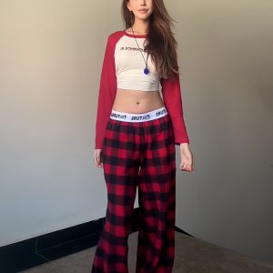 Summer Casual Wide-Leg Pants for Women - Patterned Straight-Leg Loose Fit with Letter Belt and Drape Effect, Perfect for Lazy Days