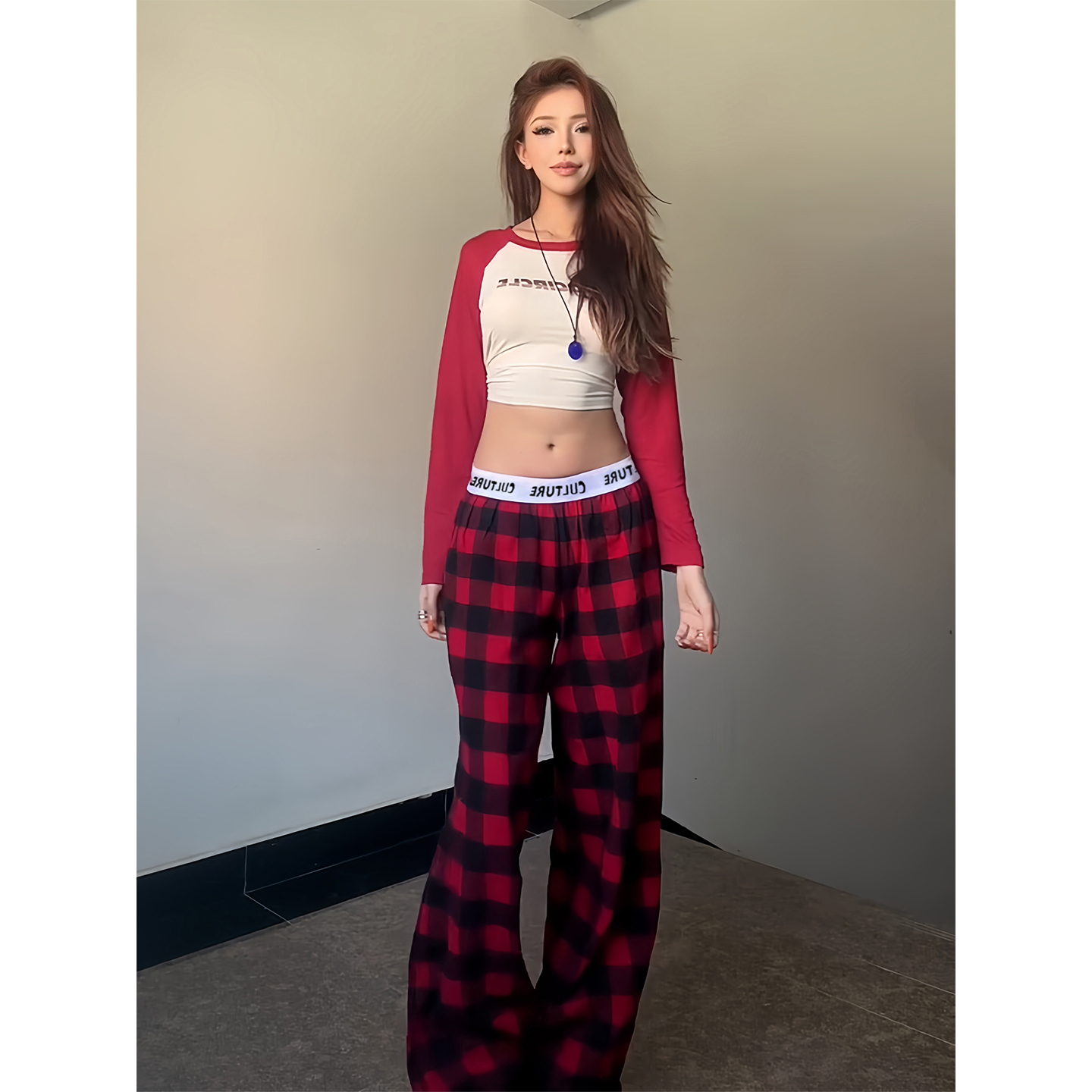 Summer Casual Wide-Leg Pants for Women - Patterned Straight-Leg Loose Fit with Letter Belt and Drape Effect, Perfect for Lazy Days