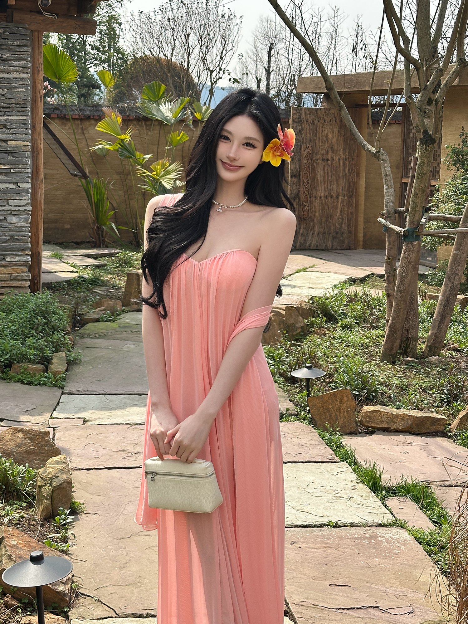 Summer Dazzling Strapless Mesh Dress for Women - Sexy Backless High-End Long Dress in 90s Style Summer Dazzling Strapless Mesh Dress for Women - Sexy Backless High-End Long Dress in 90s Style