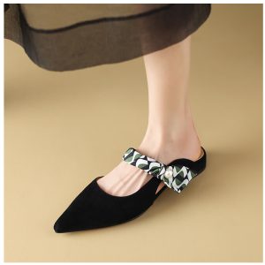 Summer Fashion French Ribbon Pointed Flat Shoes - Comfortable Slip-On Half Slippers for Women
