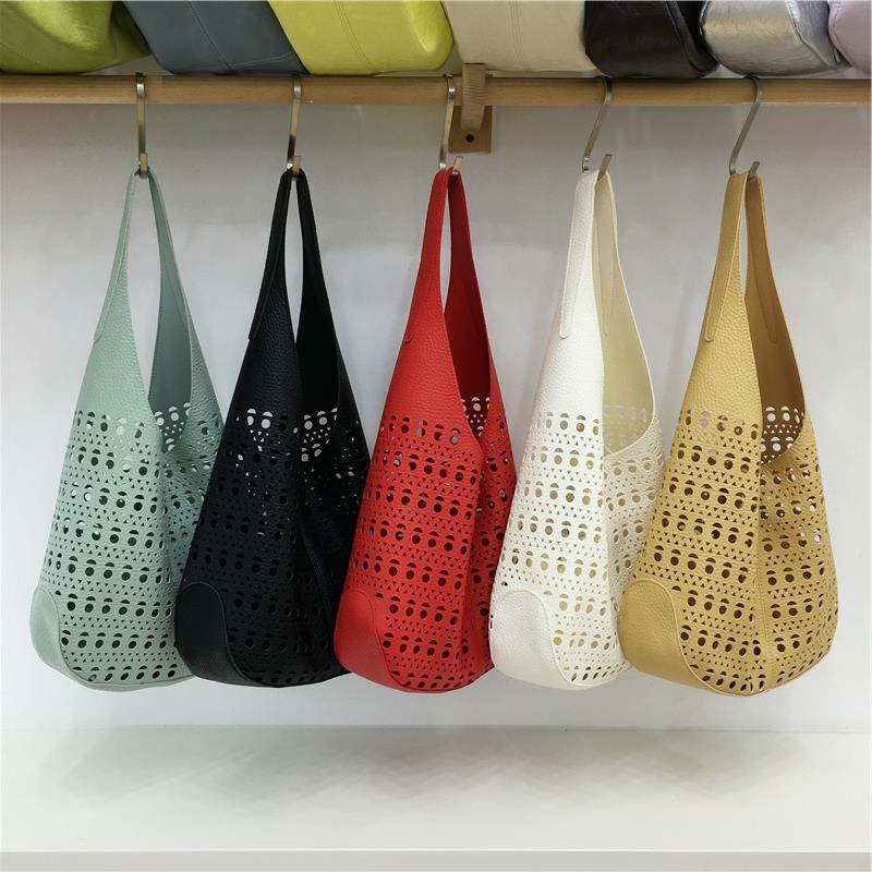 Summer French Hollow Carved Tote Bag - Large Capacity Versatile Commuter Shoulder Bag for Stylish Outings