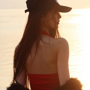 Summer Gradient Halter Top - Sleeveless Backless Shirt with Luxury Letter Print for American Street Style Spicy Girl Fashion