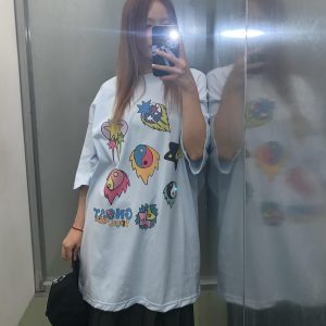 Summer Graffiti Artist Design Loose Fit Cotton Short Sleeve T-Shirt - Trendy Casual Wear for 90s and Y2K Style