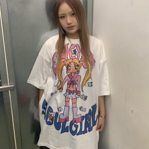 Summer Graffiti Artist Design Loose Fit Cotton Short Sleeve T-Shirt - Trendy Casual Wear for 90s and Y2K Style