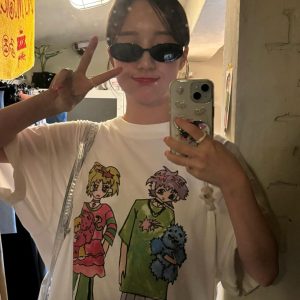 Summer Graffiti Artist Design Loose Fit Cotton Short Sleeve T-Shirt - Trendy Casual Wear for 90s and Y2K Style