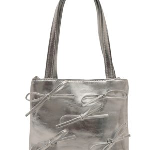 Summer High-End Women's Bucket Handbag with Chain and Silver Bow - Trendy 2025 Fashion Accessory