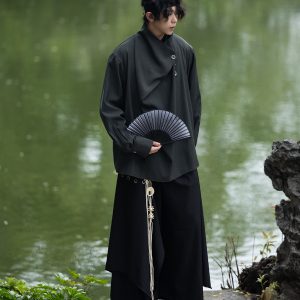 Summer Irregular Yohji Shirt for Men and Women, Niche Yamamoto Design, Chinese Style, Unique Fashion Top