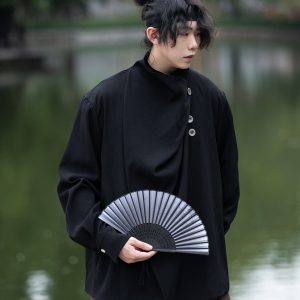 Summer Irregular Yohji Shirt for Men and Women, Niche Yamamoto Design, Chinese Style, Unique Fashion Top