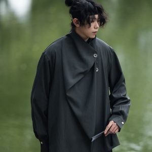 Summer Irregular Yohji Shirt for Men and Women, Niche Yamamoto Design, Chinese Style, Unique Fashion Top