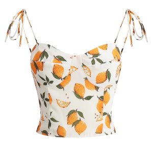 Summer Lemon Print Cami Vest - Sexy Vacation Style, French Pure Desire, Versatile Inner & Outer Wear