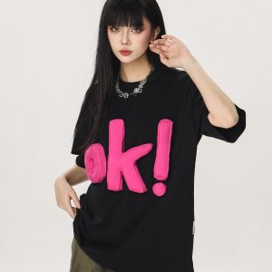 Summer Loose-Fit American Style Beer Team Captain Short Sleeve T-Shirt for Women - Unique High-End Casual Top