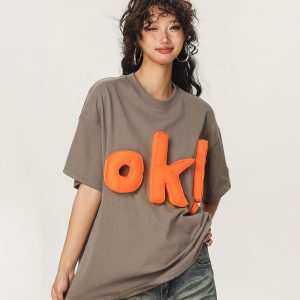 Summer Loose-Fit American Style Beer Team Captain Short Sleeve T-Shirt for Women - Unique High-End Casual Top