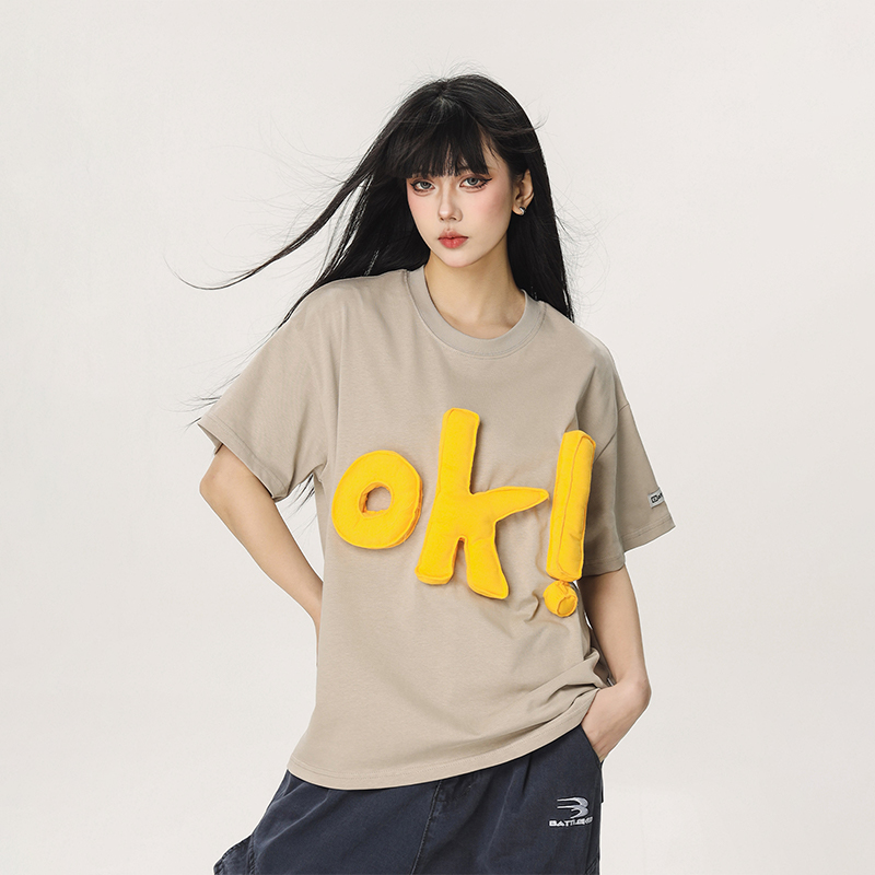 Summer Loose-Fit American Style Beer Team Captain Short Sleeve T-Shirt for Women - Unique High-End Casual Top