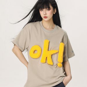 Summer Loose-Fit American Style Beer Team Captain Short Sleeve T-Shirt for Women - Unique High-End Casual Top