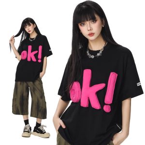 Summer Loose-Fit American Style Beer Team Captain Short Sleeve T-Shirt for Women - Unique High-End Casual Top