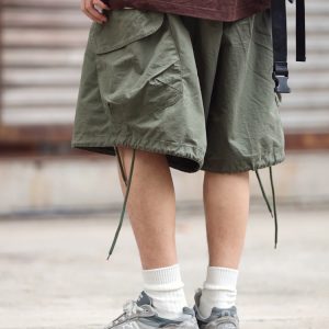 Summer Loose Fit Large Size Men's Cargo Shorts with Drawstring - Trendy Japanese Style Fashion for Casual Wear