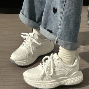 Summer Mesh Breathable Casual Old Daddy Shoes for Women - Lightweight White Sneakers for 2025 Y2K Style