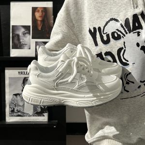 Summer Mesh Breathable Casual Old Daddy Shoes for Women - Lightweight White Sneakers for 2025 Y2K Style