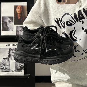 Summer Mesh Breathable Casual Old Daddy Shoes for Women - Lightweight White Sneakers for 2025 Y2K Style