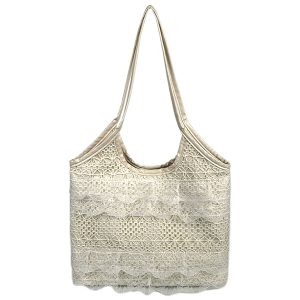 Summer Mesh Lace Tote Bag for Women - Large Capacity Leisure Commuting Shoulder Bag - Trendy 2025 Style