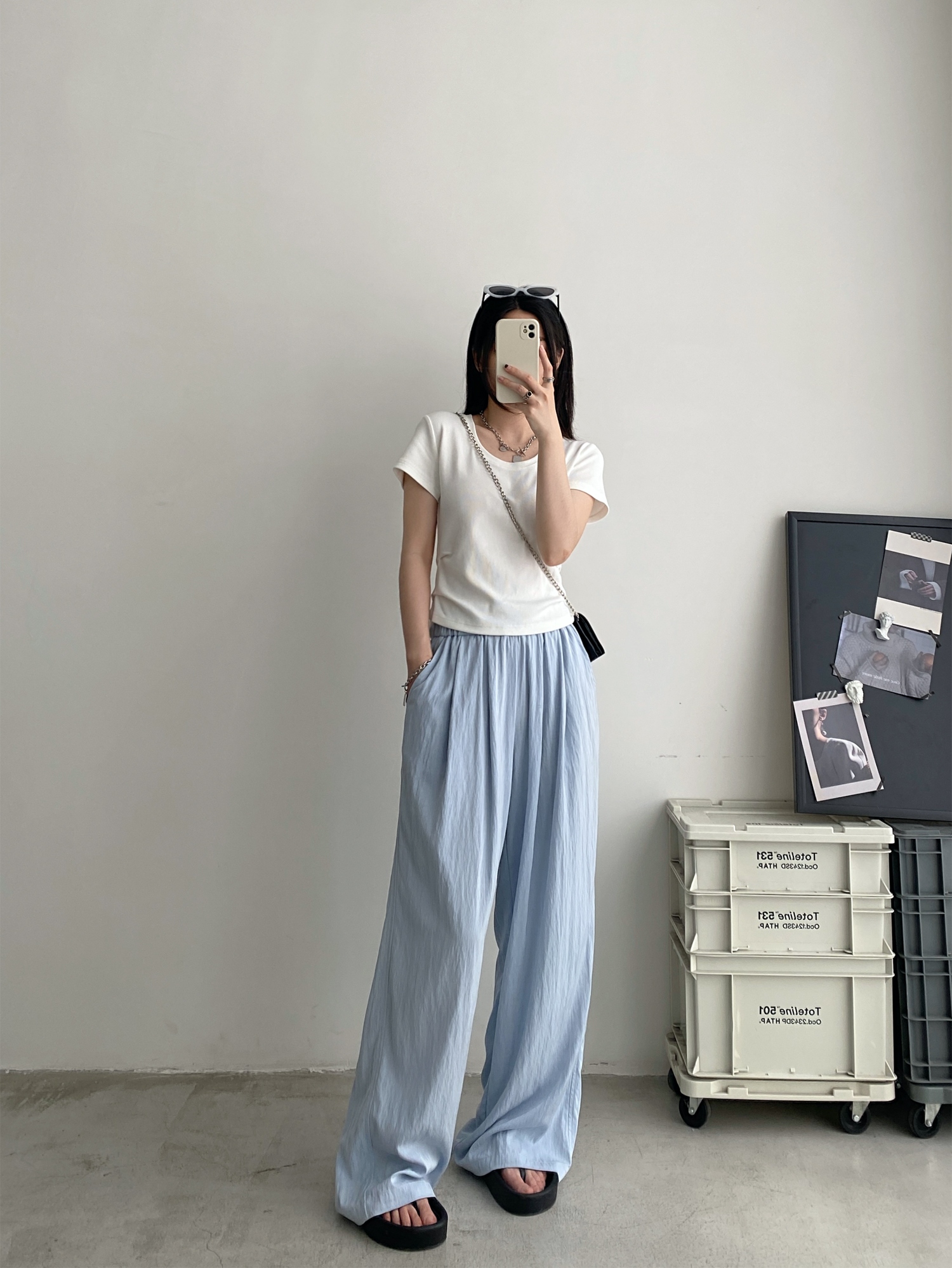 Summer Oversized Pleated Design U-Neck T-Shirt for Women - Slimming White Short Sleeve Top with Sun Grapefruit Pattern Summer Oversized Pleated Design U-Neck T-Shirt for Women - Slimming White Short Sleeve Top with Sun Grapefruit Pattern