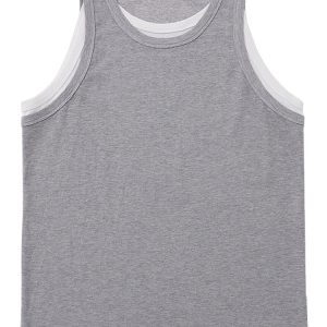 Summer Patchwork Sleeveless T-shirt Vest for Women, Loose American Street Style Two-Piece Top, Trendy Casual Fashion