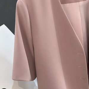 Summer Pink Small Women's Blazer 2025 - Stylish Short Sleeve Versatile Suit Jacket for a Chic Look