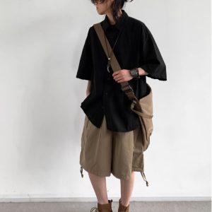 Summer Retro Khaki Cargo Shorts for Men and Women - Oversized Loose Multi-Pocket Straight Five-Point Pants