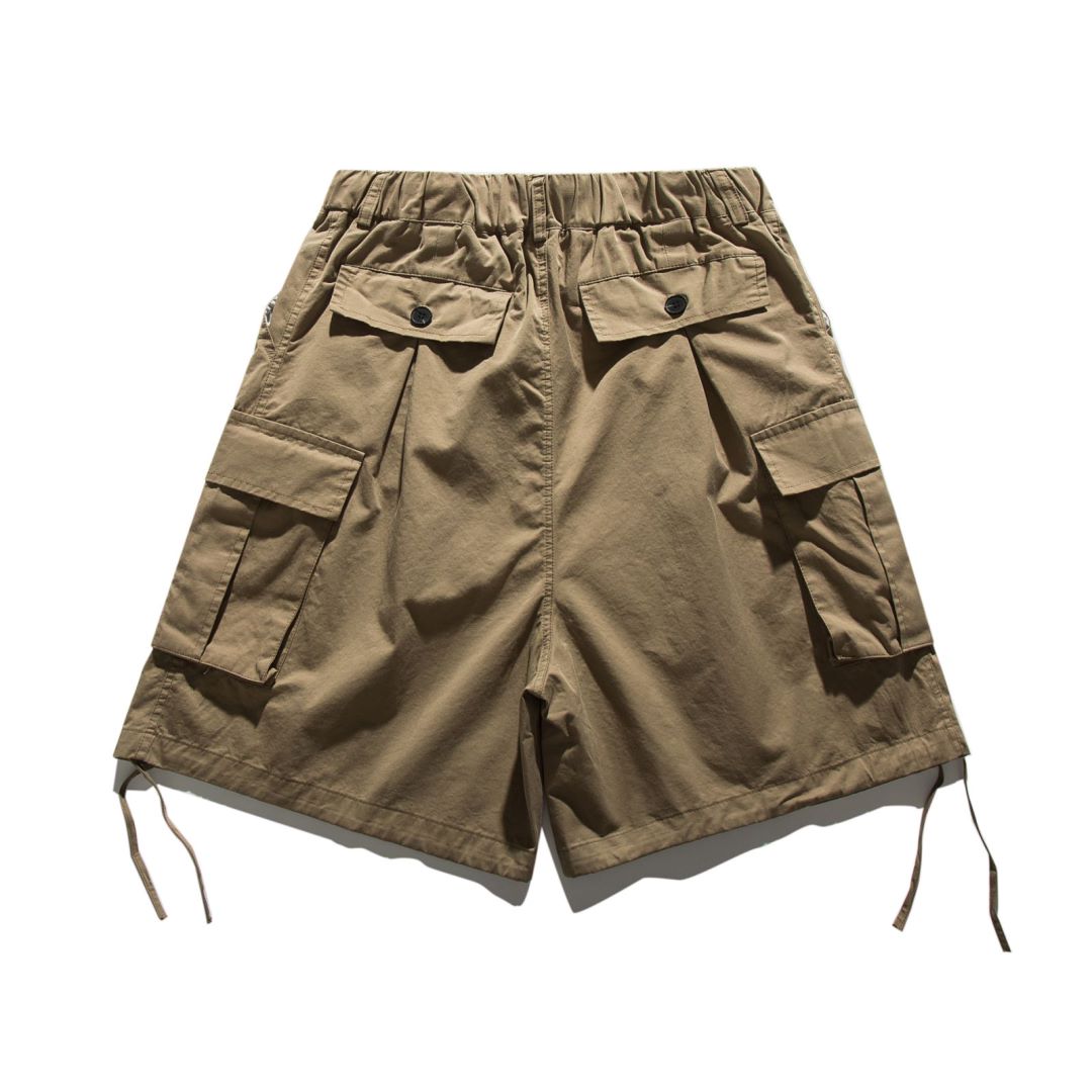 Summer Retro Khaki Cargo Shorts for Men and Women - Oversized Loose Multi-Pocket Straight Five-Point Pants