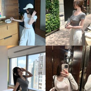 Summer Semi-Permanent Short Sleeve T-Shirt - Women's Basic Versatile Slim Fit Top for Hot Girls - 90s Inspired Fashion