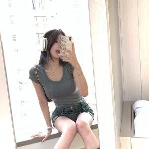 Summer Semi-Permanent Short Sleeve T-Shirt - Women's Basic Versatile Slim Fit Top for Hot Girls - 90s Inspired Fashion