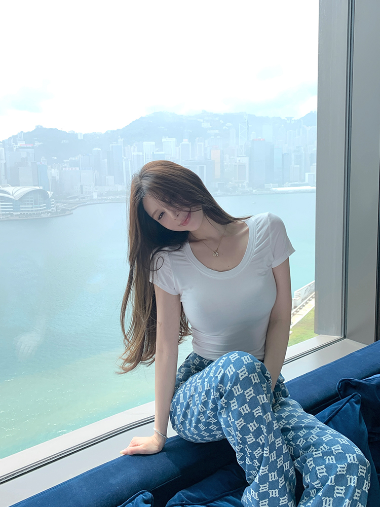 Summer Semi-Permanent Short Sleeve T-Shirt - Women's Basic Versatile Slim Fit Top for Hot Girls - 90s Inspired Fashion Summer Semi-Permanent Short Sleeve T-Shirt - Women's Basic Versatile Slim Fit Top for Hot Girls - 90s Inspired Fashion