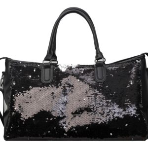 Summer Sequined Tote Bag for Women, Lightweight Large-Capacity Travel & Gym Bag, Stylish Short Trip Luggage