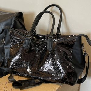 Summer Sequined Tote Bag for Women, Lightweight Large-Capacity Travel & Gym Bag, Stylish Short Trip Luggage