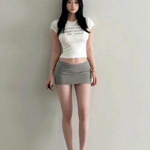 Summer Sexy Bodycon Mini Skirt - Low Waist Slim Fit Gray Pencil Skirt for Hot Girl Style - Leg-Lengthening American Fashion