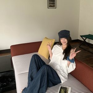 Summer Short Sleeve V-Neck T-Shirt for Women - Loose Fit Asymmetrical Shoulder Top in Relaxed Lazy Style