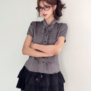 Summer Short-Sleeved Shirt for Women, Slimming College Style Top, Trendy Casual Jacket, High-Intelligence Fashion