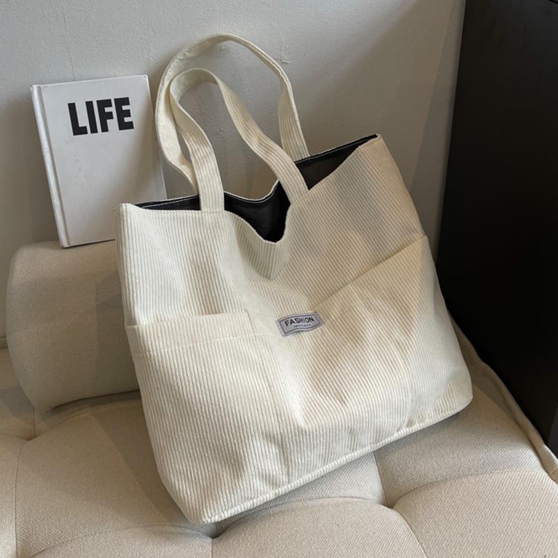 Summer Single-Shoulder Canvas Tote Bag for Women - Large Capacity High-End Commuting Bag, Trendy College Style 2025
