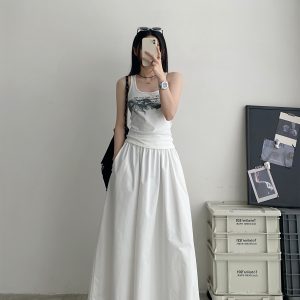 Summer Sleeveless Tank Top for Women - Blurred Sun Grapefruit Smoke Print, 2025 Trendy Inner Wear, Perfect for Layering