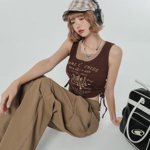 Summer Slim Fit Camisole T-Shirt - American Sweet Cool Style Sleeveless Fake Two-Piece Top for Women
